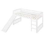 Whisen Letto a soppalco in legno con scivolo e scaletta, 196.6 cm L x 225.8 cm W, misura singola