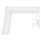 Whisen Letto a soppalco in legno con scivolo e scaletta, 196.6 cm L x 225.8 cm W, misura singola