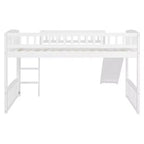 Whisen Letto a soppalco in legno con scivolo e scaletta, 196.6 cm L x 225.8 cm W, misura singola