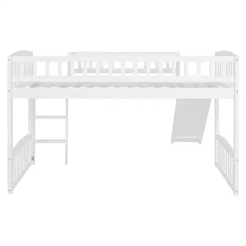Whisen Letto a soppalco in legno con scivolo e scaletta, 196.6 cm L x 225.8 cm W, misura singola