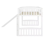 Whisen Letto a soppalco in legno con scivolo e scaletta, 196.6 cm L x 225.8 cm W, misura singola