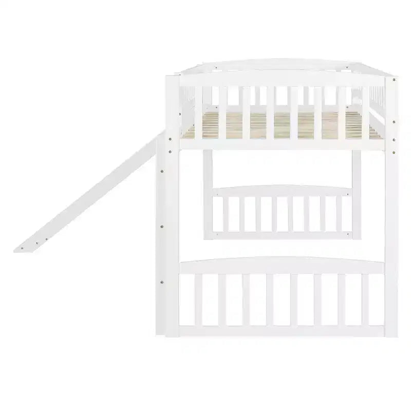 Whisen Letto a soppalco in legno con scivolo e scaletta, 196.6 cm L x 225.8 cm W, misura singola