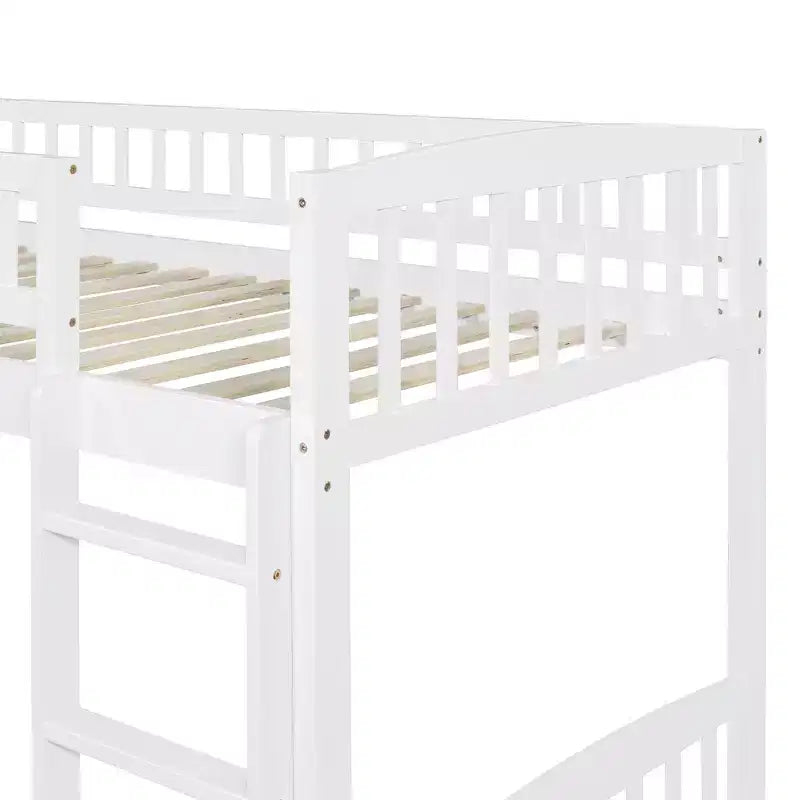 Whisen Letto a soppalco in legno con scivolo e scaletta, 196.6 cm L x 225.8 cm W, misura singola