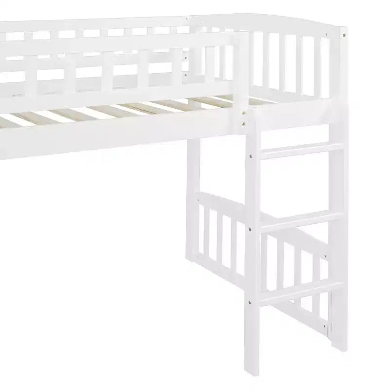 Whisen Letto a soppalco in legno con scivolo e scaletta, 196.6 cm L x 225.8 cm W, misura singola