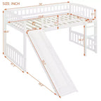 Whisen Letto a soppalco in legno con scivolo e scaletta, 196.6 cm L x 225.8 cm W, misura singola