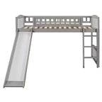 Whisen Letto a soppalco in legno con scivolo e scaletta, 196.6 cm L x 225.8 cm W, misura singola