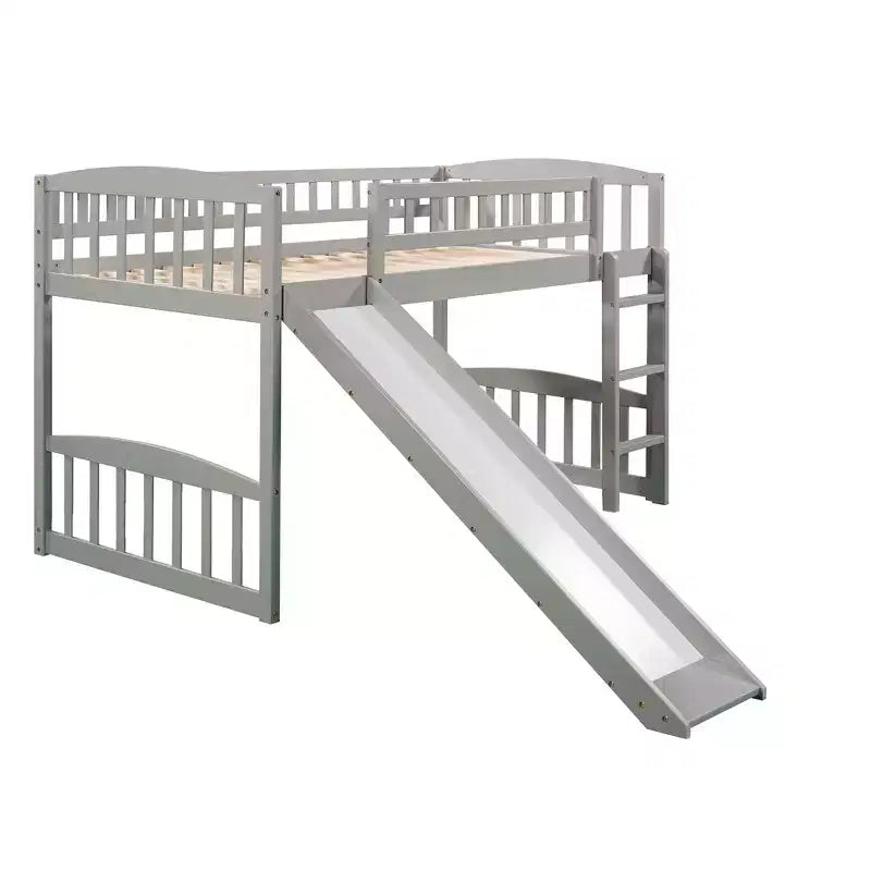 Whisen Letto a soppalco in legno con scivolo e scaletta, 196.6 cm L x 225.8 cm W, misura singola