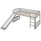 Whisen Letto a soppalco in legno con scivolo e scaletta, 196.6 cm L x 225.8 cm W, misura singola