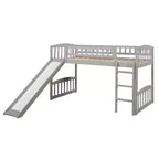 Whisen Letto a soppalco in legno con scivolo e scaletta, 196.6 cm L x 225.8 cm W, misura singola