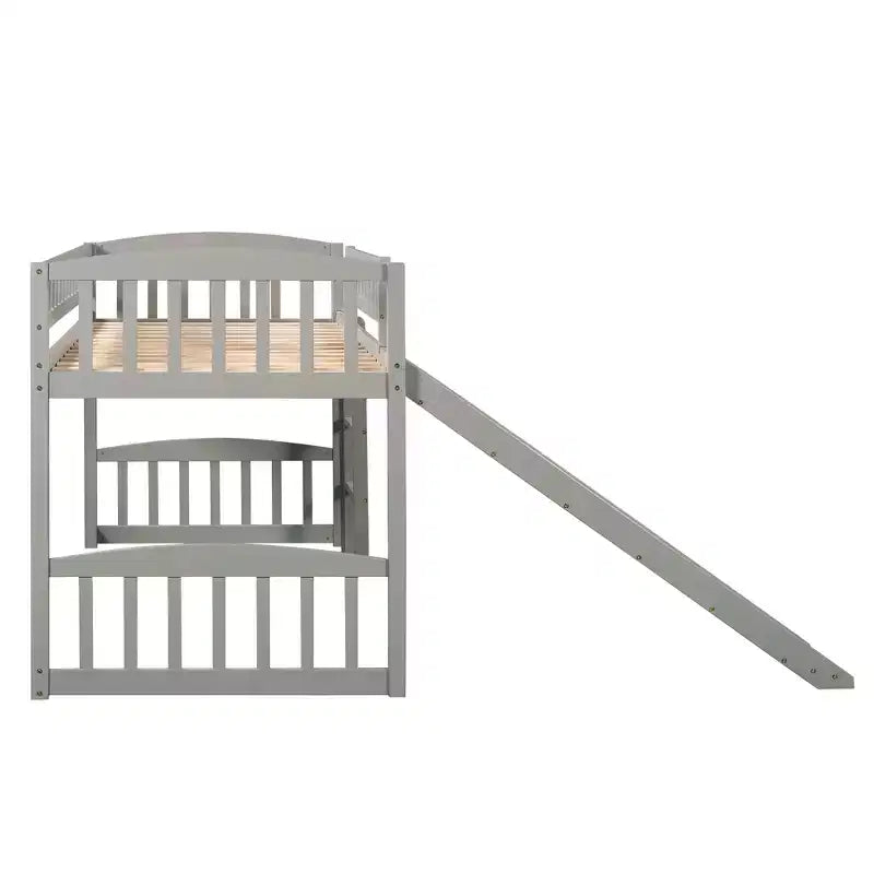 Whisen Letto a soppalco in legno con scivolo e scaletta, 196.6 cm L x 225.8 cm W, misura singola