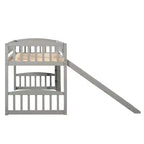 Whisen Letto a soppalco in legno con scivolo e scaletta, 196.6 cm L x 225.8 cm W, misura singola