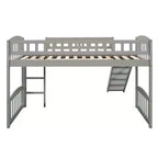 Whisen Letto a soppalco in legno con scivolo e scaletta, 196.6 cm L x 225.8 cm W, misura singola