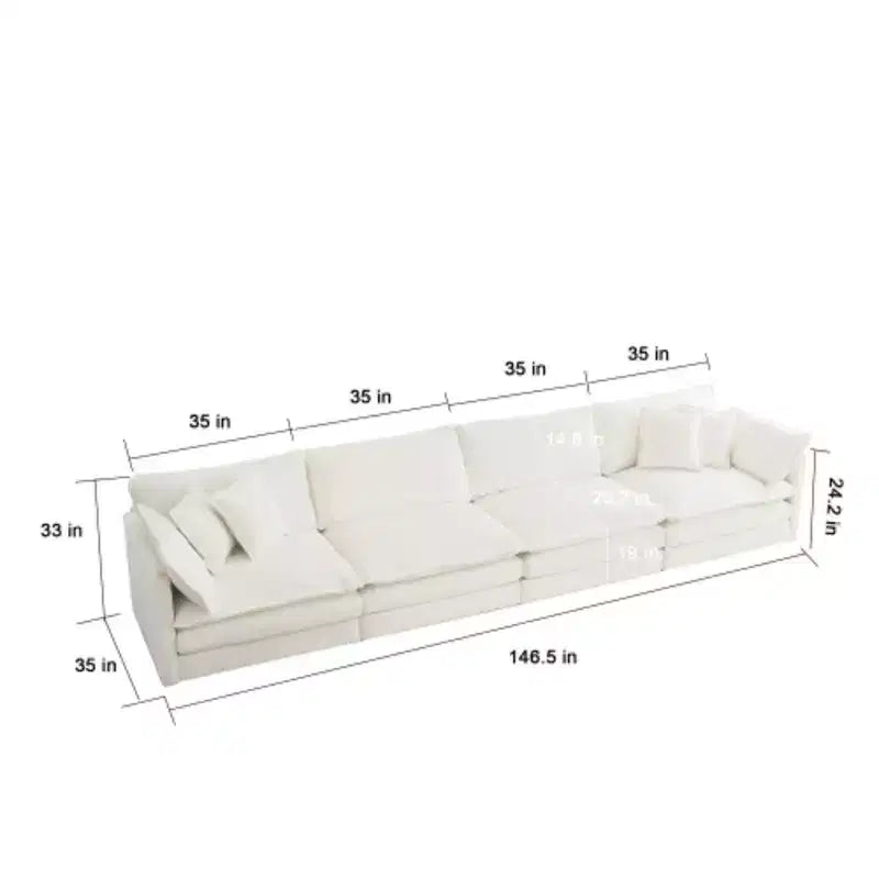 Divano a U modulare: chaise longue reversibile, doppi pouf e comfort eccezionale