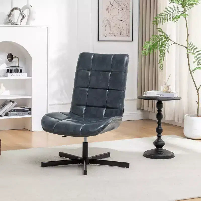 Poltrona girevole Arlena Roundhill Furniture in similpelle trapuntata