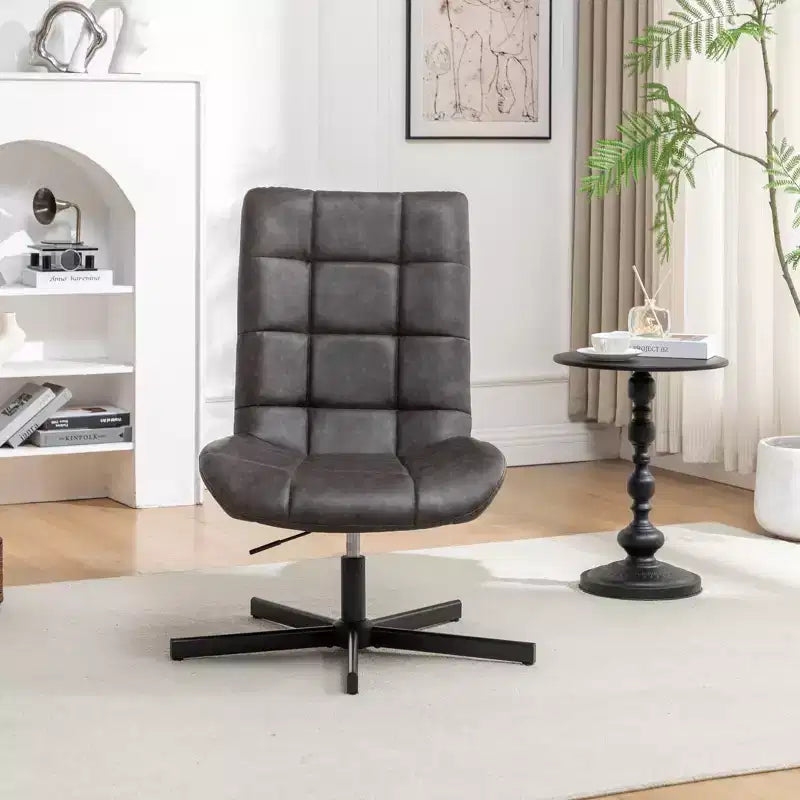 Poltrona girevole Arlena Roundhill Furniture in similpelle trapuntata