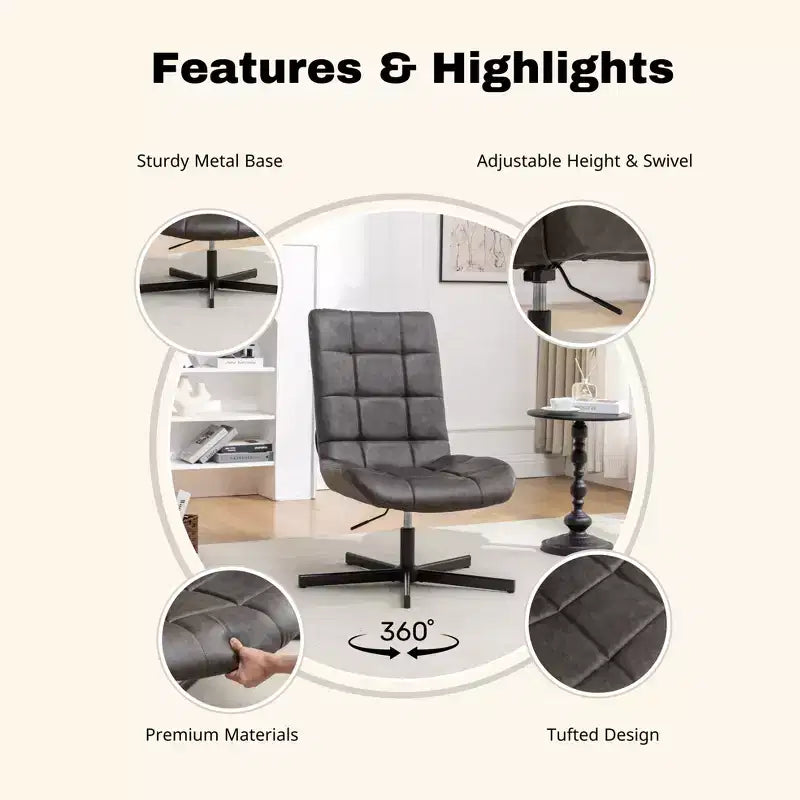 Poltrona girevole Arlena Roundhill Furniture in similpelle trapuntata