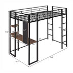 Whisen 42.1'' L x 79.5'' P Letto a soppalco in metallo con scrivania, mensola e scaletta integrati, struttura robusta in metallo