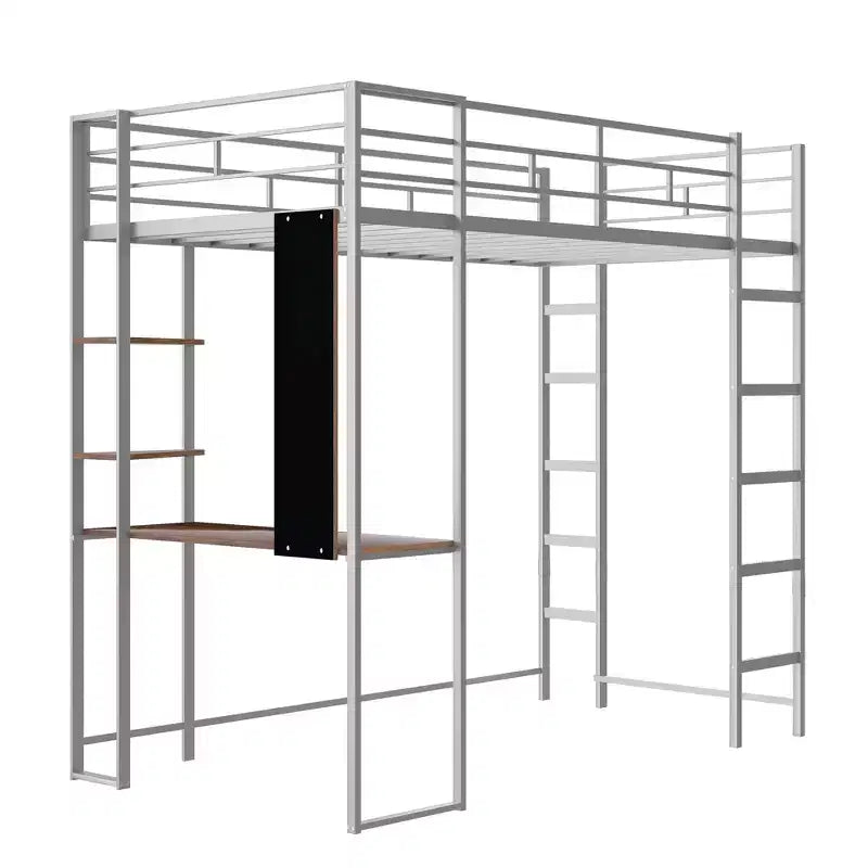Whisen 42.1'' L x 79.5'' P Letto a soppalco in metallo con scrivania, mensola e scaletta integrati, struttura robusta in metallo