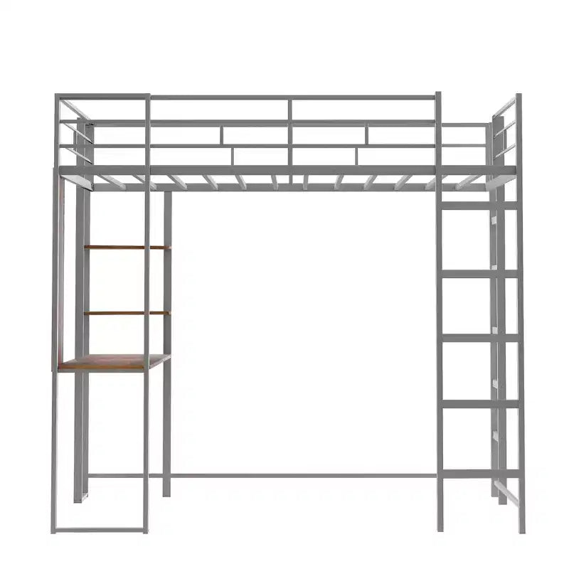 Whisen 42.1'' L x 79.5'' P Letto a soppalco in metallo con scrivania, mensola e scaletta integrati, struttura robusta in metallo