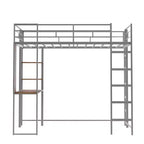 Whisen 42.1'' L x 79.5'' P Letto a soppalco in metallo con scrivania, mensola e scaletta integrati, struttura robusta in metallo