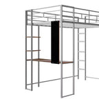 Whisen 42.1'' L x 79.5'' P Letto a soppalco in metallo con scrivania, mensola e scaletta integrati, struttura robusta in metallo