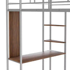 Whisen 42.1'' L x 79.5'' P Letto a soppalco in metallo con scrivania, mensola e scaletta integrati, struttura robusta in metallo