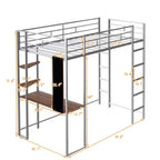Whisen 42.1'' L x 79.5'' P Letto a soppalco in metallo con scrivania, mensola e scaletta integrati, struttura robusta in metallo