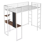 Whisen 42.1'' L x 79.5'' P Letto a soppalco in metallo con scrivania, mensola e scaletta integrati, struttura robusta in metallo