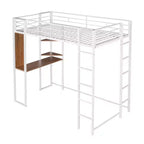 Whisen 42.1'' L x 79.5'' P Letto a soppalco in metallo con scrivania, mensola e scaletta integrati, struttura robusta in metallo