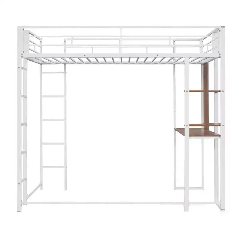 Whisen 42.1'' L x 79.5'' P Letto a soppalco in metallo con scrivania, mensola e scaletta integrati, struttura robusta in metallo