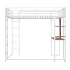 Whisen 42.1'' L x 79.5'' P Letto a soppalco in metallo con scrivania, mensola e scaletta integrati, struttura robusta in metallo