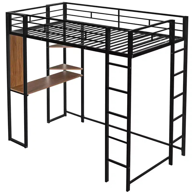 Whisen 42.1'' L x 79.5'' P Letto a soppalco in metallo con scrivania, mensola e scaletta integrati, struttura robusta in metallo