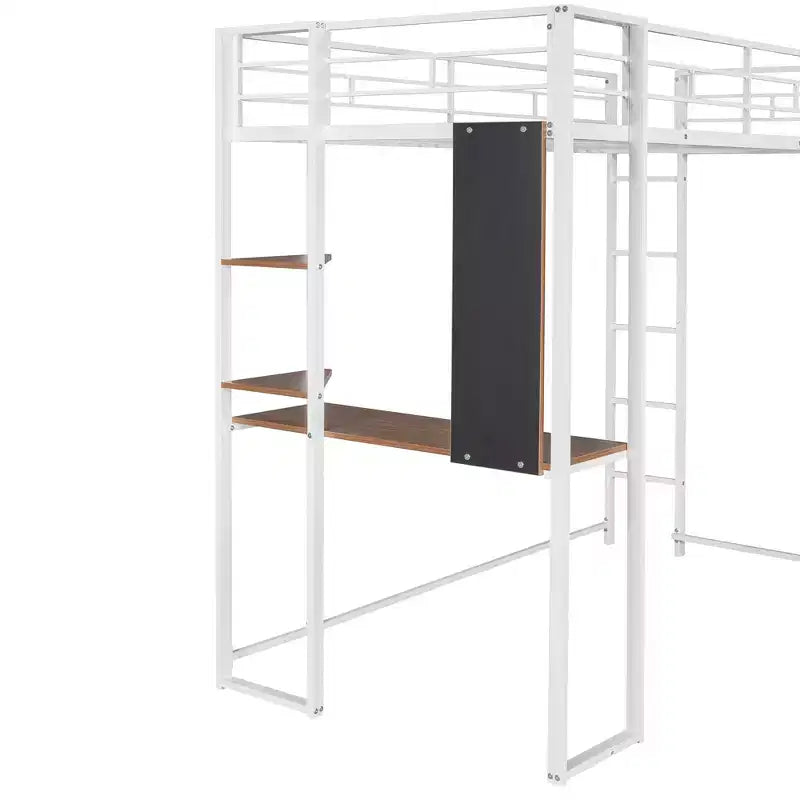 Whisen 42.1'' L x 79.5'' P Letto a soppalco in metallo con scrivania, mensola e scaletta integrati, struttura robusta in metallo