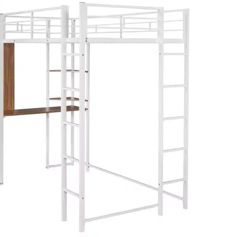 Whisen 42.1'' L x 79.5'' P Letto a soppalco in metallo con scrivania, mensola e scaletta integrati, struttura robusta in metallo