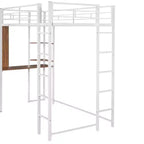Whisen 42.1'' L x 79.5'' P Letto a soppalco in metallo con scrivania, mensola e scaletta integrati, struttura robusta in metallo