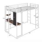 Whisen 42.1'' L x 79.5'' P Letto a soppalco in metallo con scrivania, mensola e scaletta integrati, struttura robusta in metallo