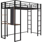 Whisen 42.1'' L x 79.5'' P Letto a soppalco in metallo con scrivania, mensola e scaletta integrati, struttura robusta in metallo