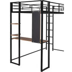 Whisen 42.1'' L x 79.5'' P Letto a soppalco in metallo con scrivania, mensola e scaletta integrati, struttura robusta in metallo