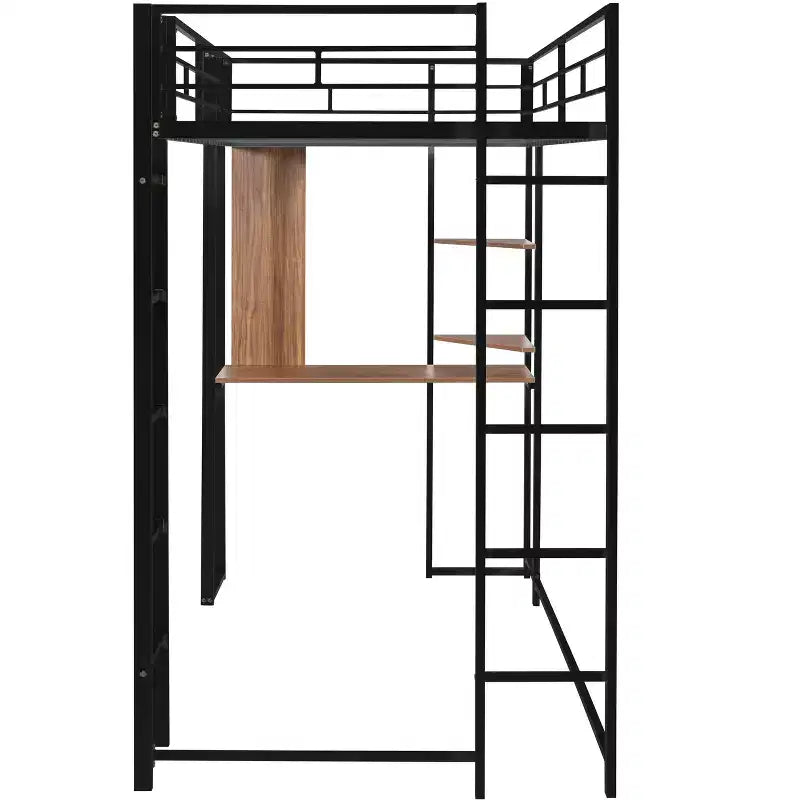 Whisen 42.1'' L x 79.5'' P Letto a soppalco in metallo con scrivania, mensola e scaletta integrati, struttura robusta in metallo