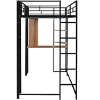 Whisen 42.1'' L x 79.5'' P Letto a soppalco in metallo con scrivania, mensola e scaletta integrati, struttura robusta in metallo