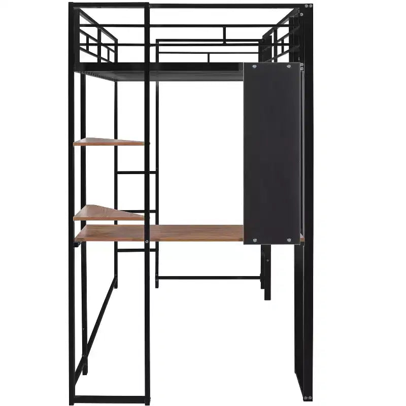 Whisen 42.1'' L x 79.5'' P Letto a soppalco in metallo con scrivania, mensola e scaletta integrati, struttura robusta in metallo
