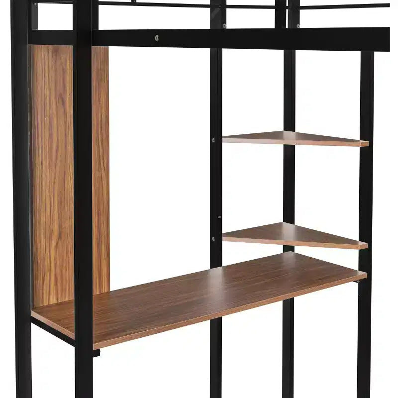 Whisen 42.1'' L x 79.5'' P Letto a soppalco in metallo con scrivania, mensola e scaletta integrati, struttura robusta in metallo