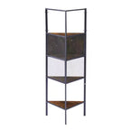 VECELO Mobiletto ad angolo, Scaffale alto con ripiani triangolari in legno, Libreria salvaspazio, Marrone