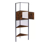 VECELO Mobiletto ad angolo, Scaffale alto con ripiani triangolari in legno, Libreria salvaspazio, Marrone