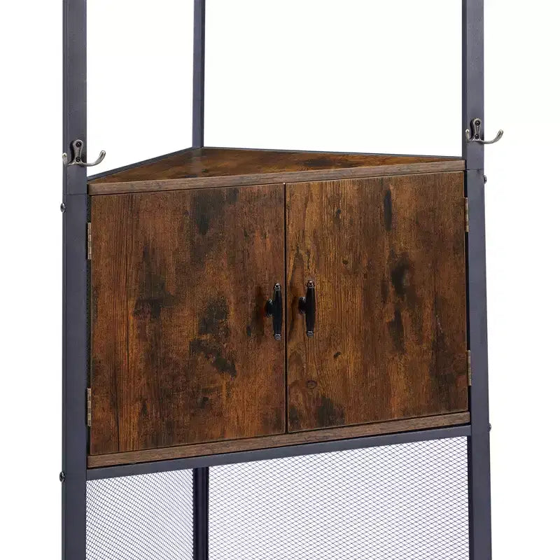 VECELO Mobiletto ad angolo, Scaffale alto con ripiani triangolari in legno, Libreria salvaspazio, Marrone