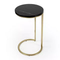 HomeRoots 28 Black Marble Round End Table