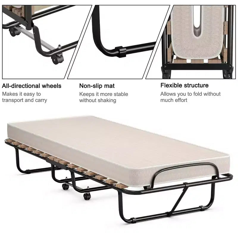 Letto Pieghevole Costway Richiudibile per Ospiti con Materasso in Memory Foam Fabbricato in Italia