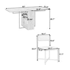 Set da tavolo da pranzo estensibile Whisen Modern a 5 pezzi, tavolo quadrato pieghevole con sedie imbottite in pelle