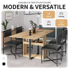 Set da tavolo da pranzo estensibile Whisen Modern a 5 pezzi, tavolo quadrato pieghevole con sedie imbottite in pelle