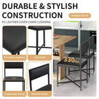 Set da tavolo da pranzo estensibile Whisen Modern a 5 pezzi, tavolo quadrato pieghevole con sedie imbottite in pelle